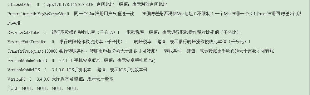 大富豪数据库详细说明键值表